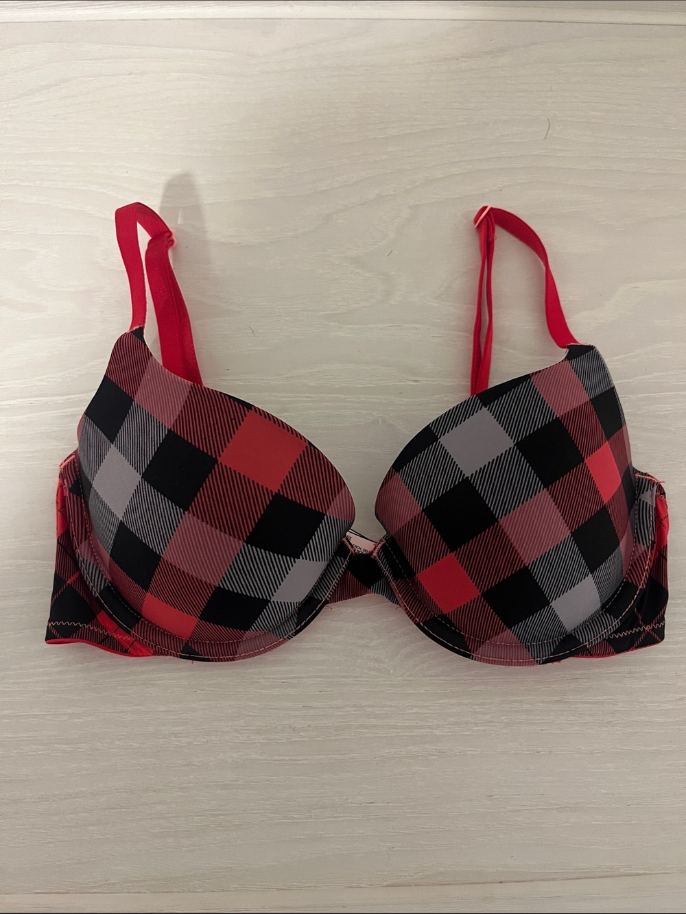 Red Plaid Push-Up Bra - Women's Intimates